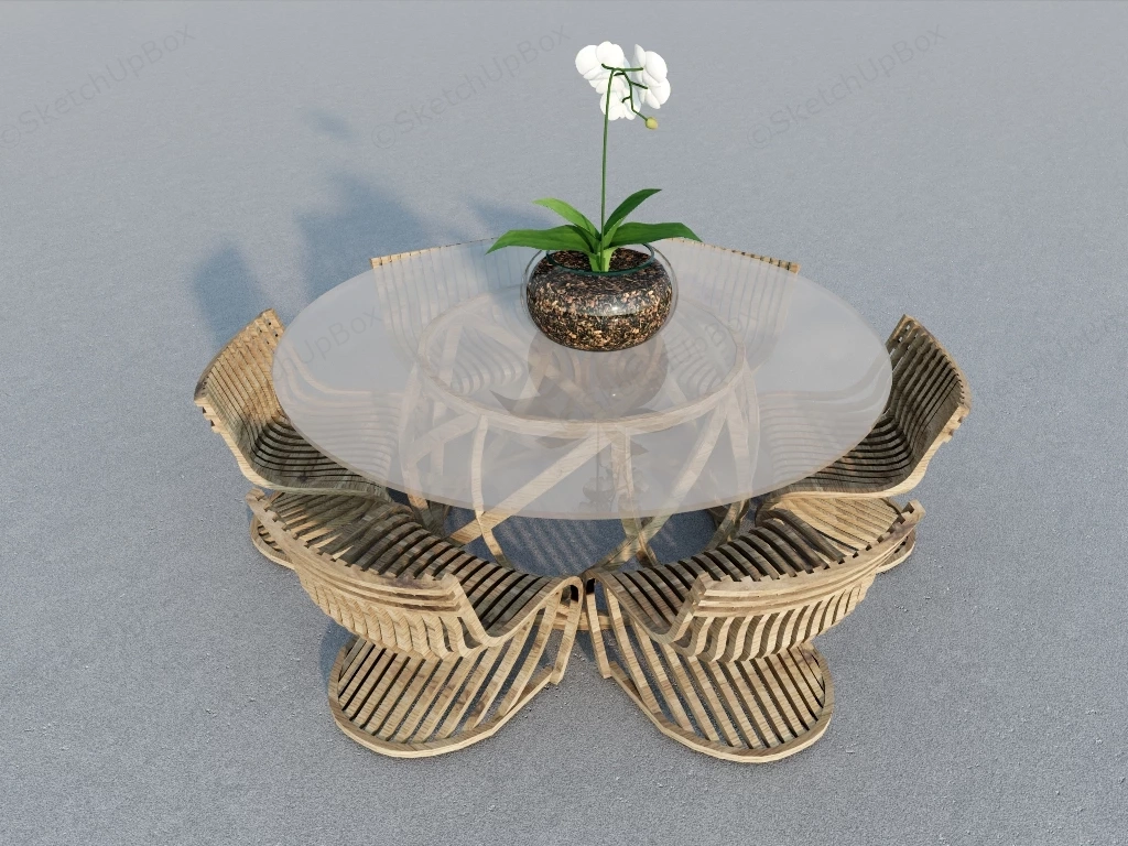 Round Patio Dining Set sketchup model preview - SketchupBox