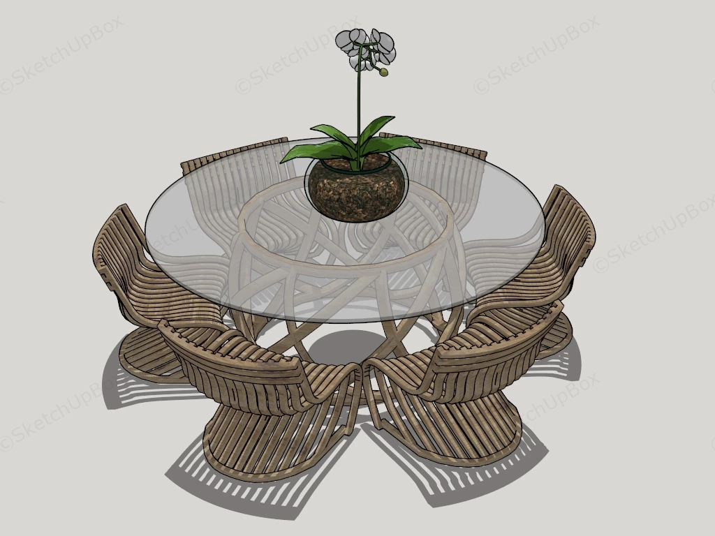 Round Patio Dining Set sketchup model preview - SketchupBox