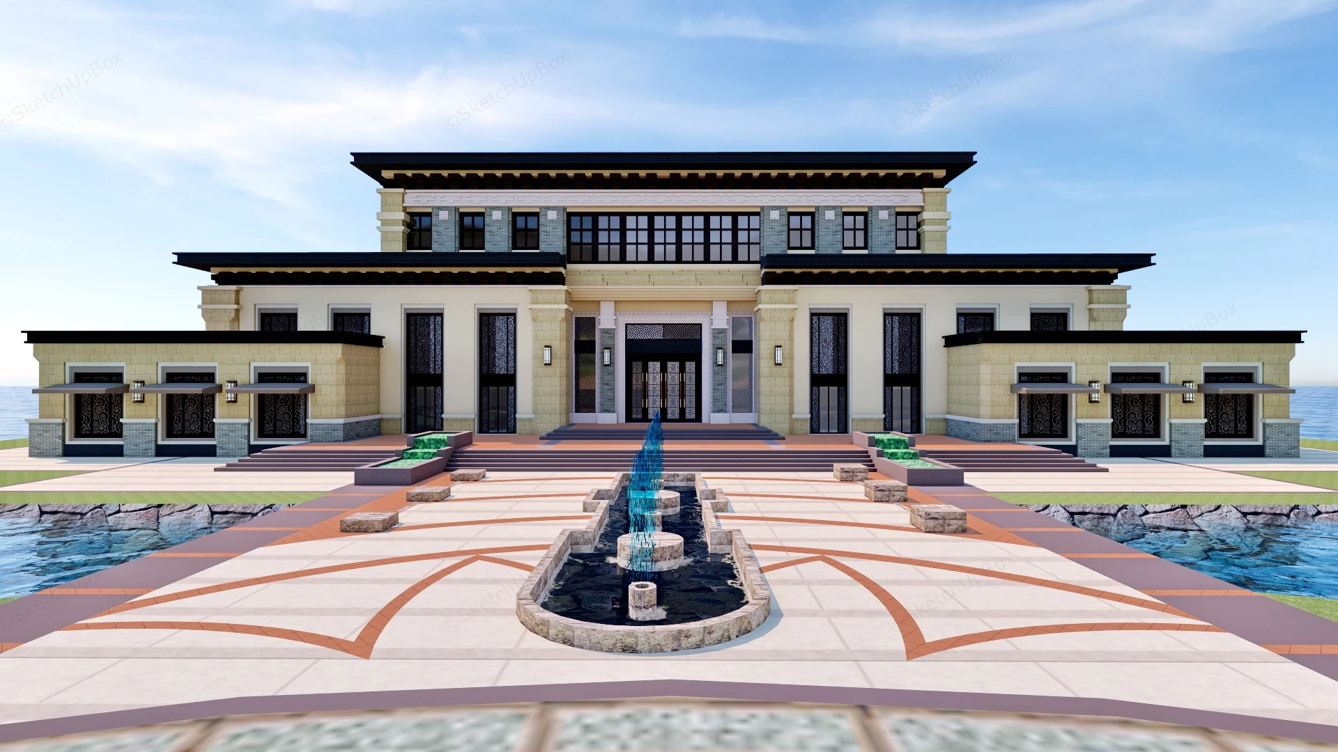 Fishing Club Architecture sketchup model preview - SketchupBox