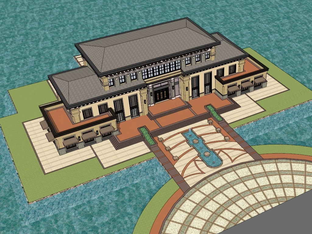 Fishing Club Architecture sketchup model preview - SketchupBox