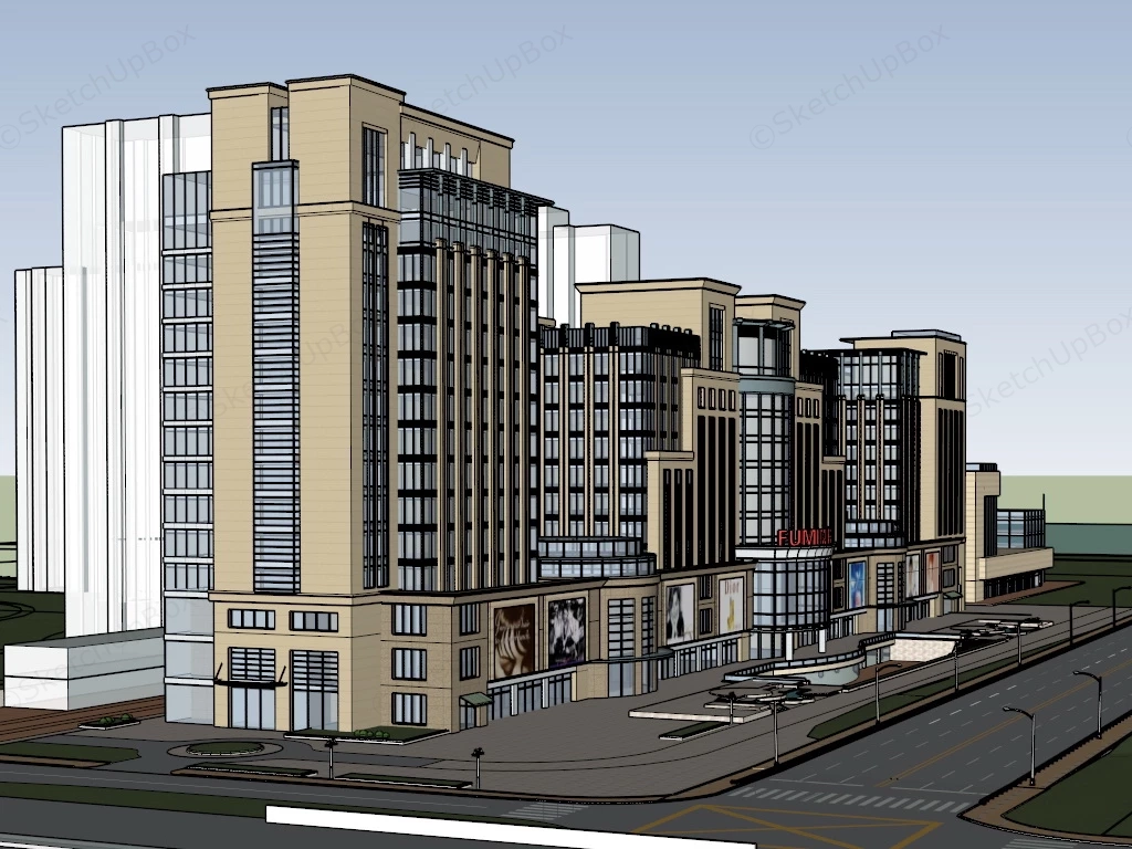 Modern Commercial Plaza Design sketchup model preview - SketchupBox