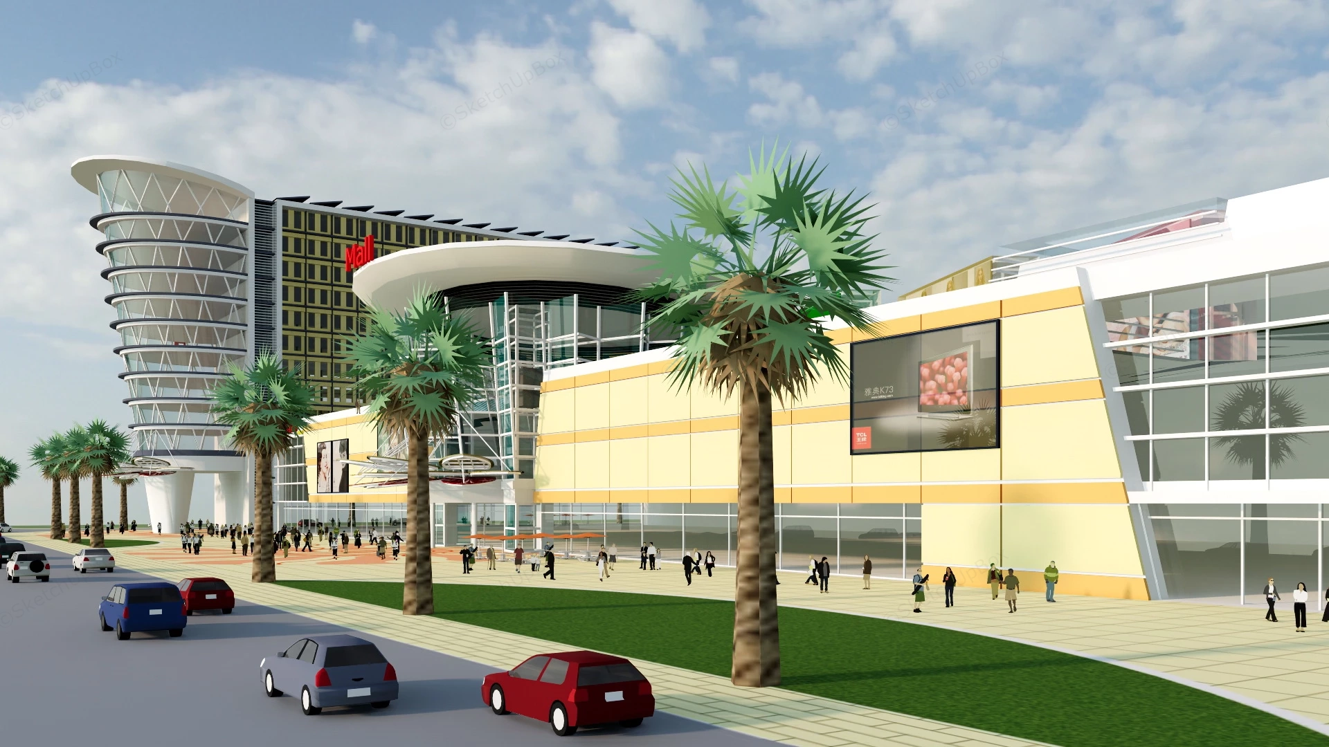 Hotel And Shopping Mall Complex sketchup model preview - SketchupBox