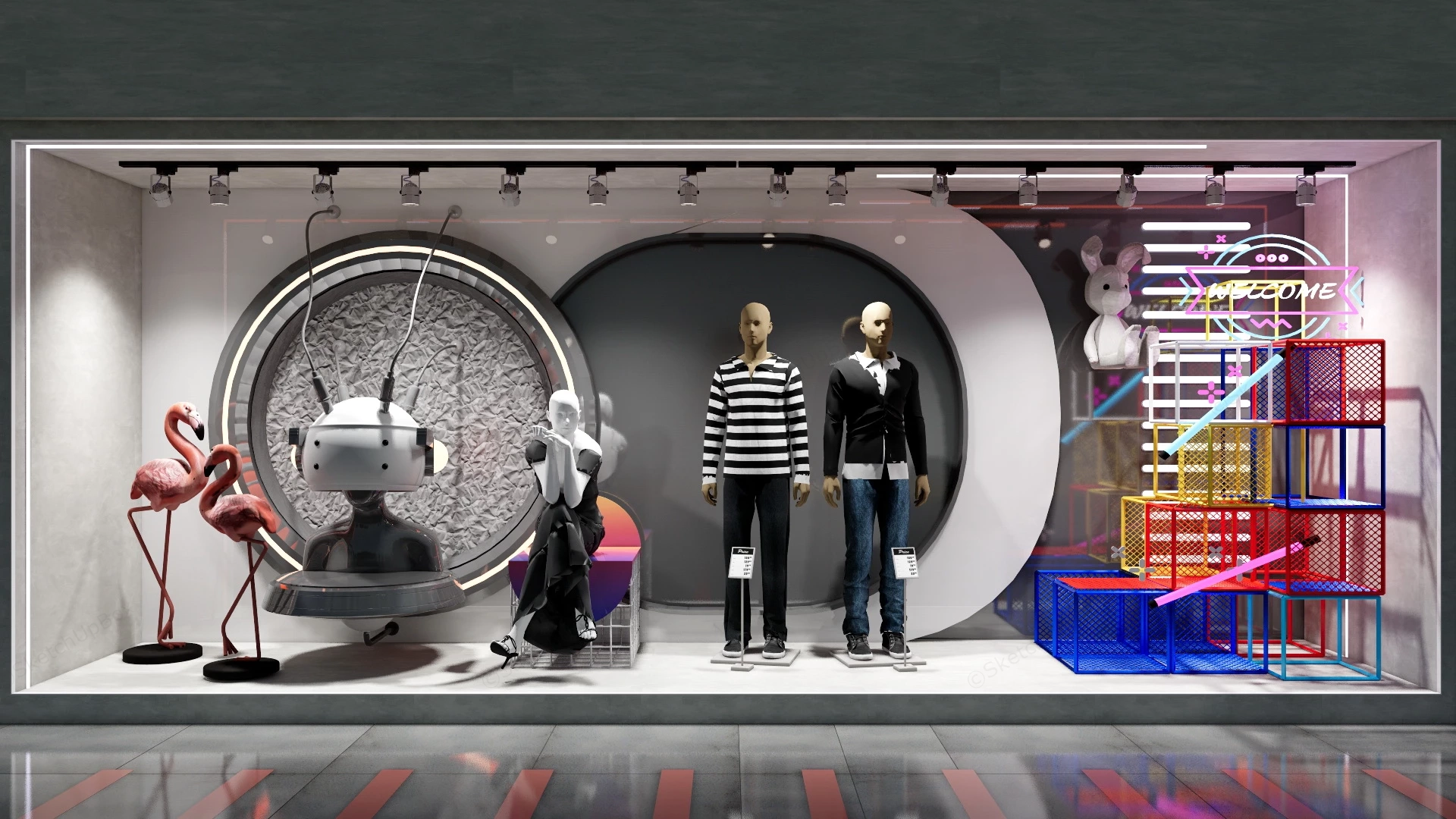 Stylish Clothing Store Window Display sketchup model preview - SketchupBox