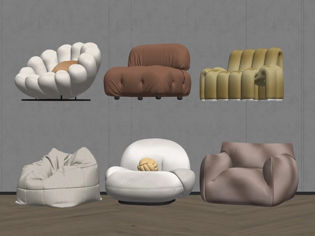 Modern Bean Bag Chairs sketchup model preview - SketchupBox