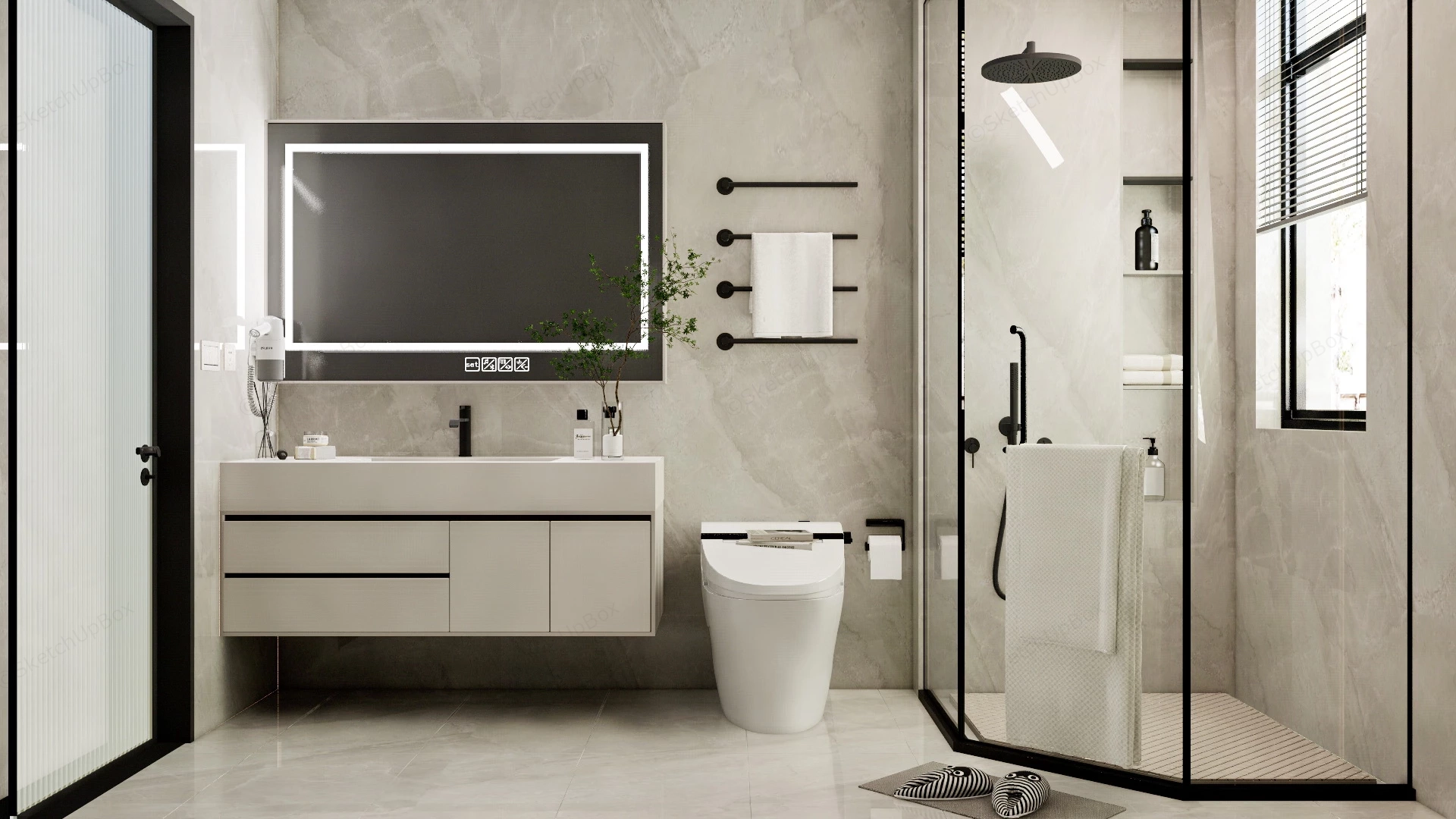 Compact Bathroom Ideas sketchup model preview - SketchupBox