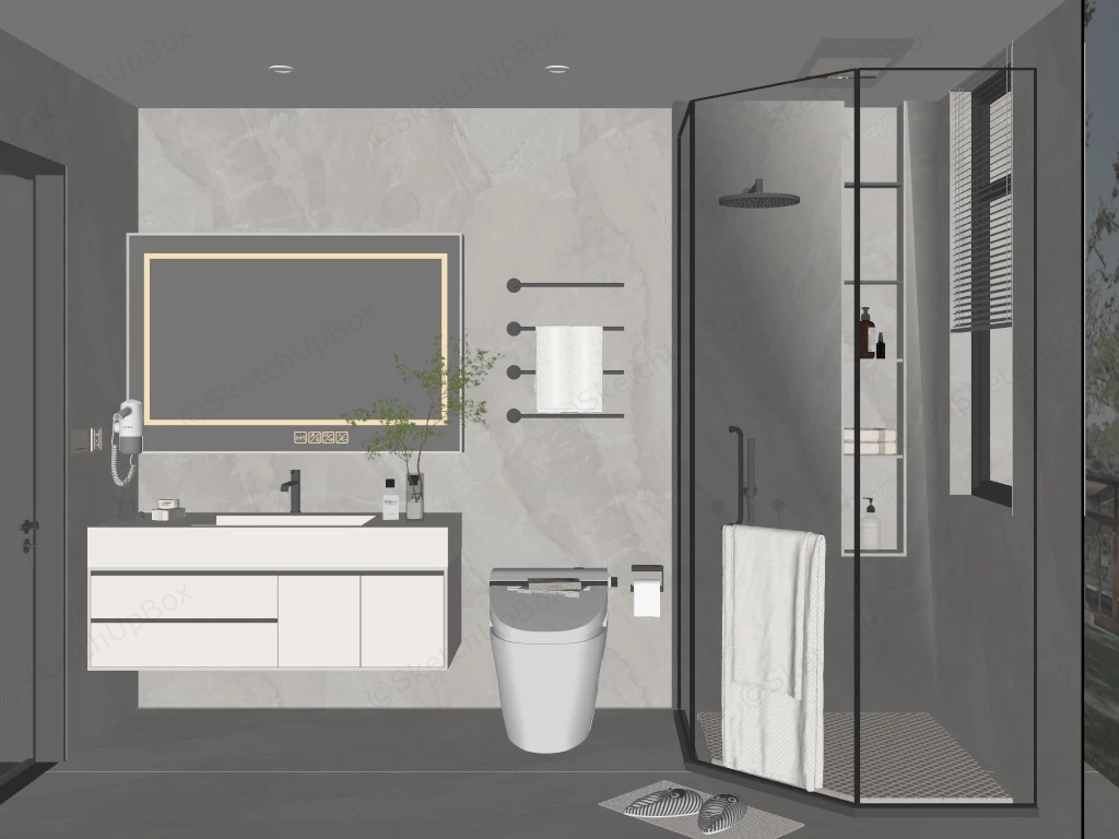 Compact Bathroom Ideas sketchup model preview - SketchupBox
