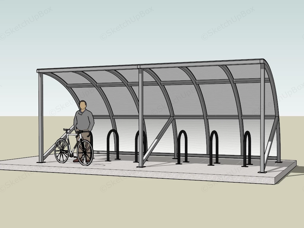 Public Bicycle Parking Shed sketchup model preview - SketchupBox