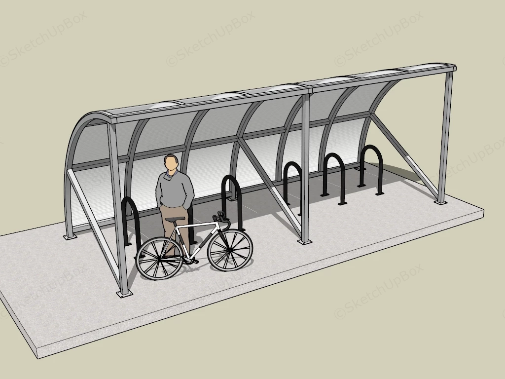 Public Bicycle Parking Shed sketchup model preview - SketchupBox
