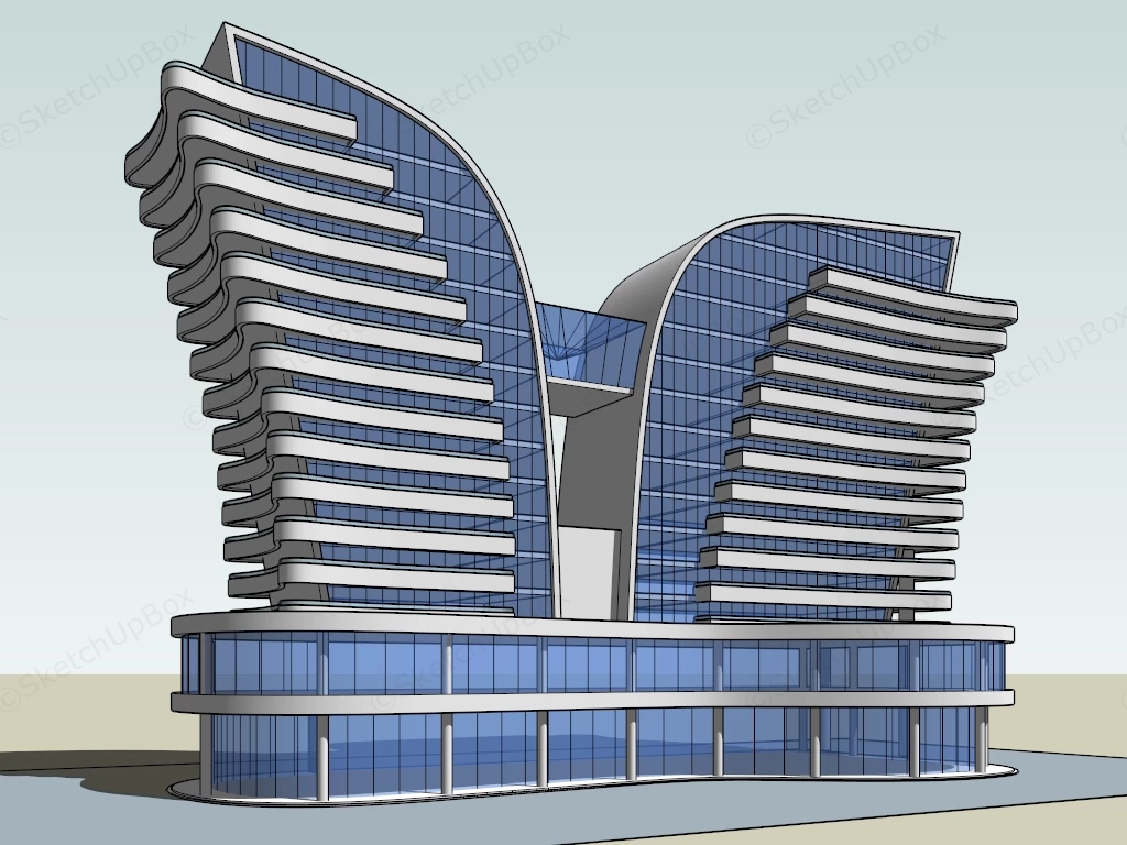 Hotel Architecture Design Concept sketchup model preview - SketchupBox