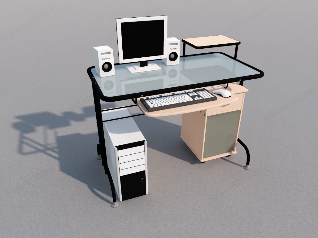 Small Home Office Computer Desk sketchup model preview - SketchupBox
