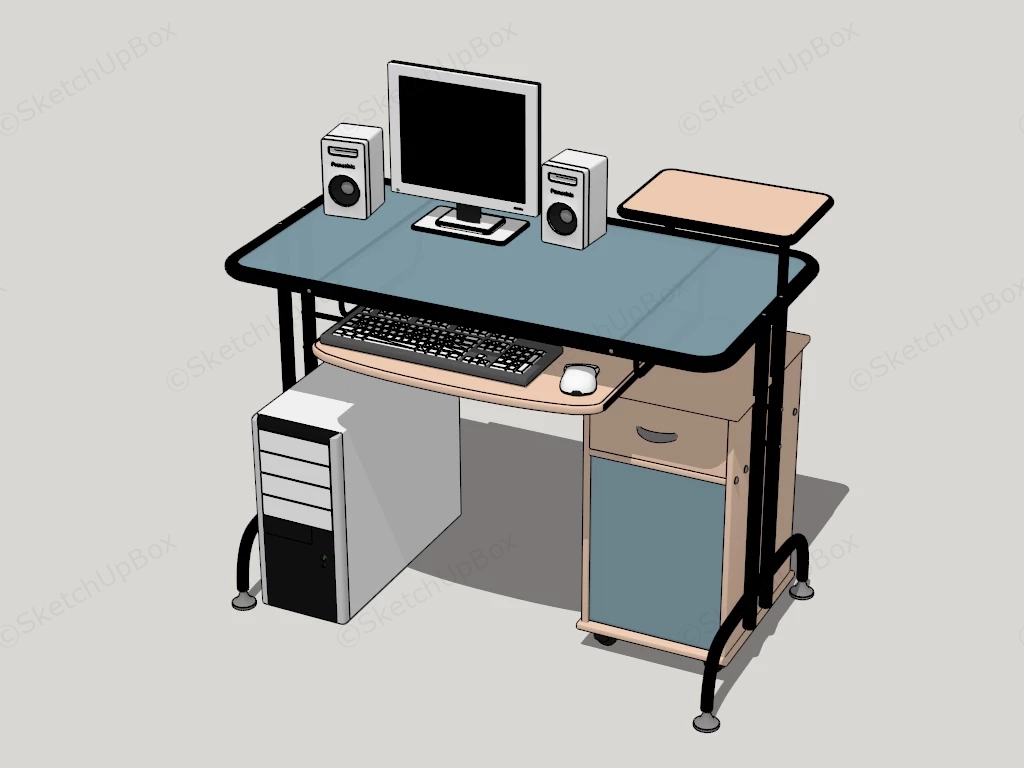 Small Home Office Computer Desk sketchup model preview - SketchupBox