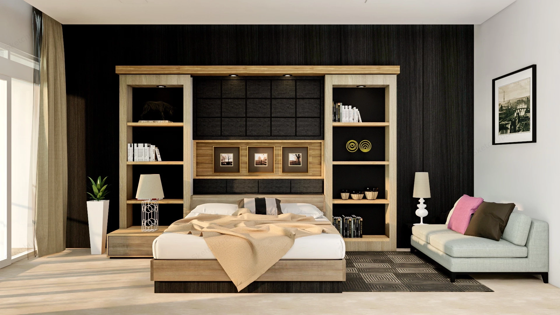 Neoclassical Bedroom Design sketchup model preview - SketchupBox