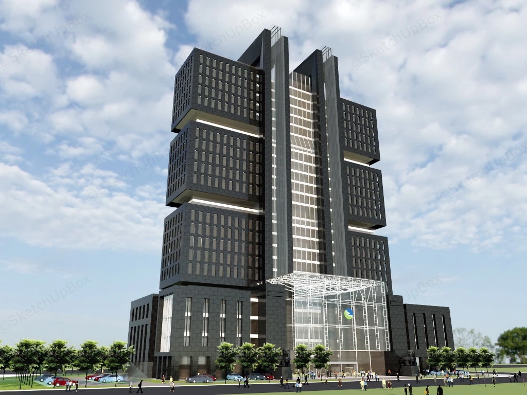 Bank Office Tower Architecture sketchup model preview - SketchupBox