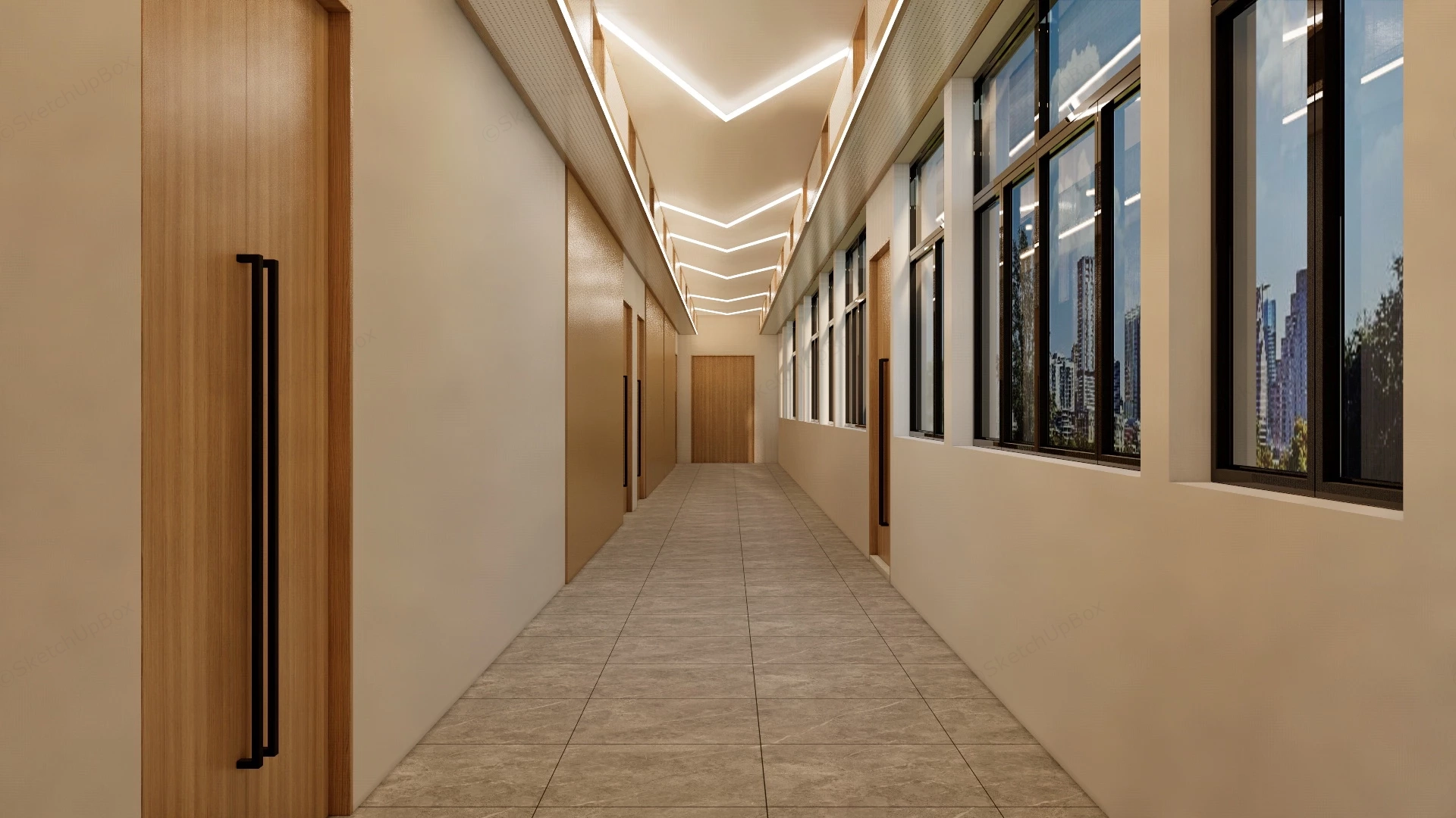 Office Corridor Design sketchup model preview - SketchupBox