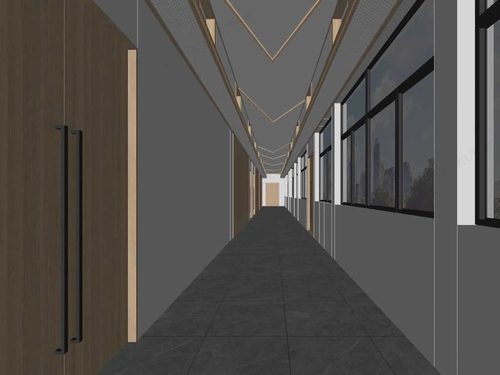 Office Corridor Design sketchup model preview - SketchupBox