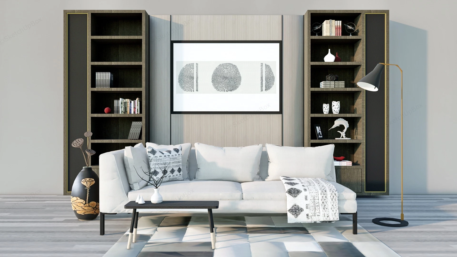 Living Room Sofa Reading Nook sketchup model preview - SketchupBox