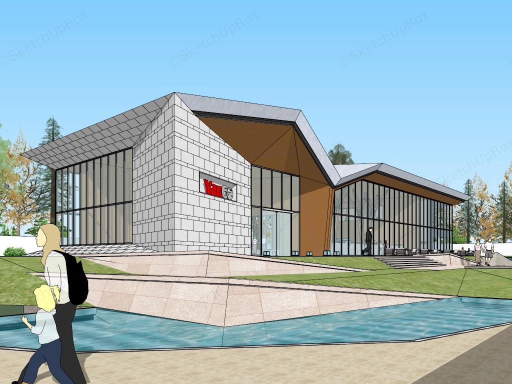 Modern Architecture Clubhouse sketchup model preview - SketchupBox