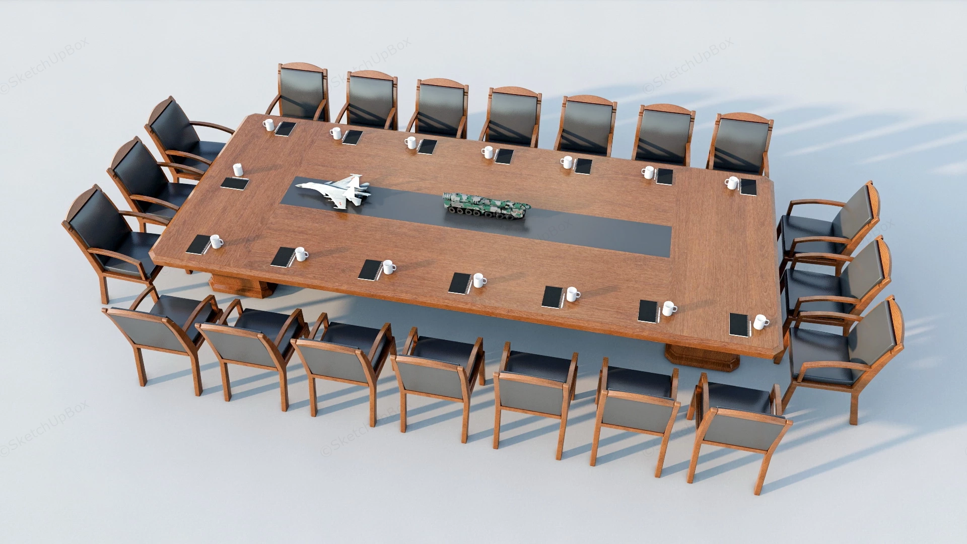 Large Rectangular Conference Table Set sketchup model preview - SketchupBox