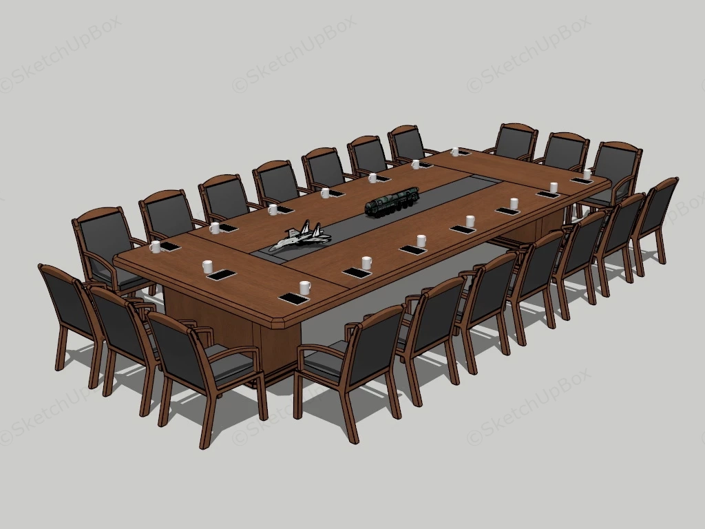 Large Rectangular Conference Table Set sketchup model preview - SketchupBox