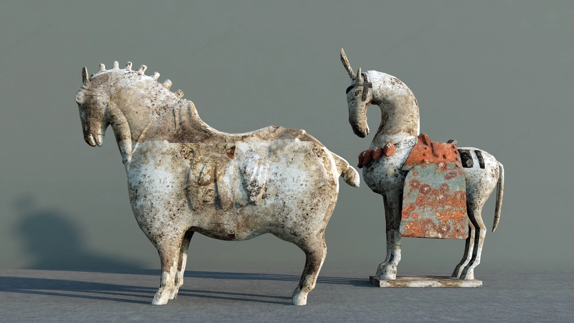 Old Chinese Terracotta Horses sketchup model preview - SketchupBox