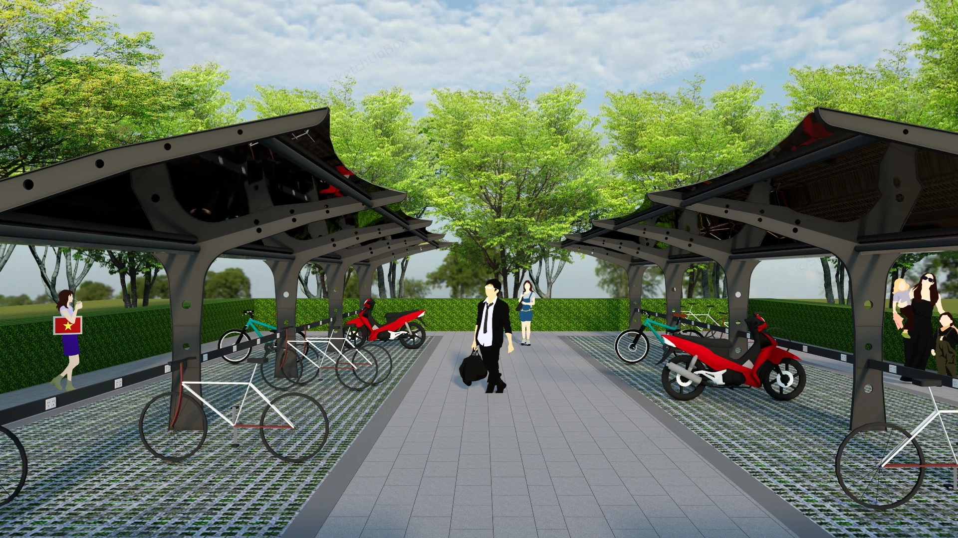 Outdoor Bike Shelter sketchup model preview - SketchupBox