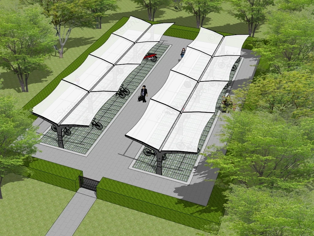 Outdoor Bike Shelter sketchup model preview - SketchupBox