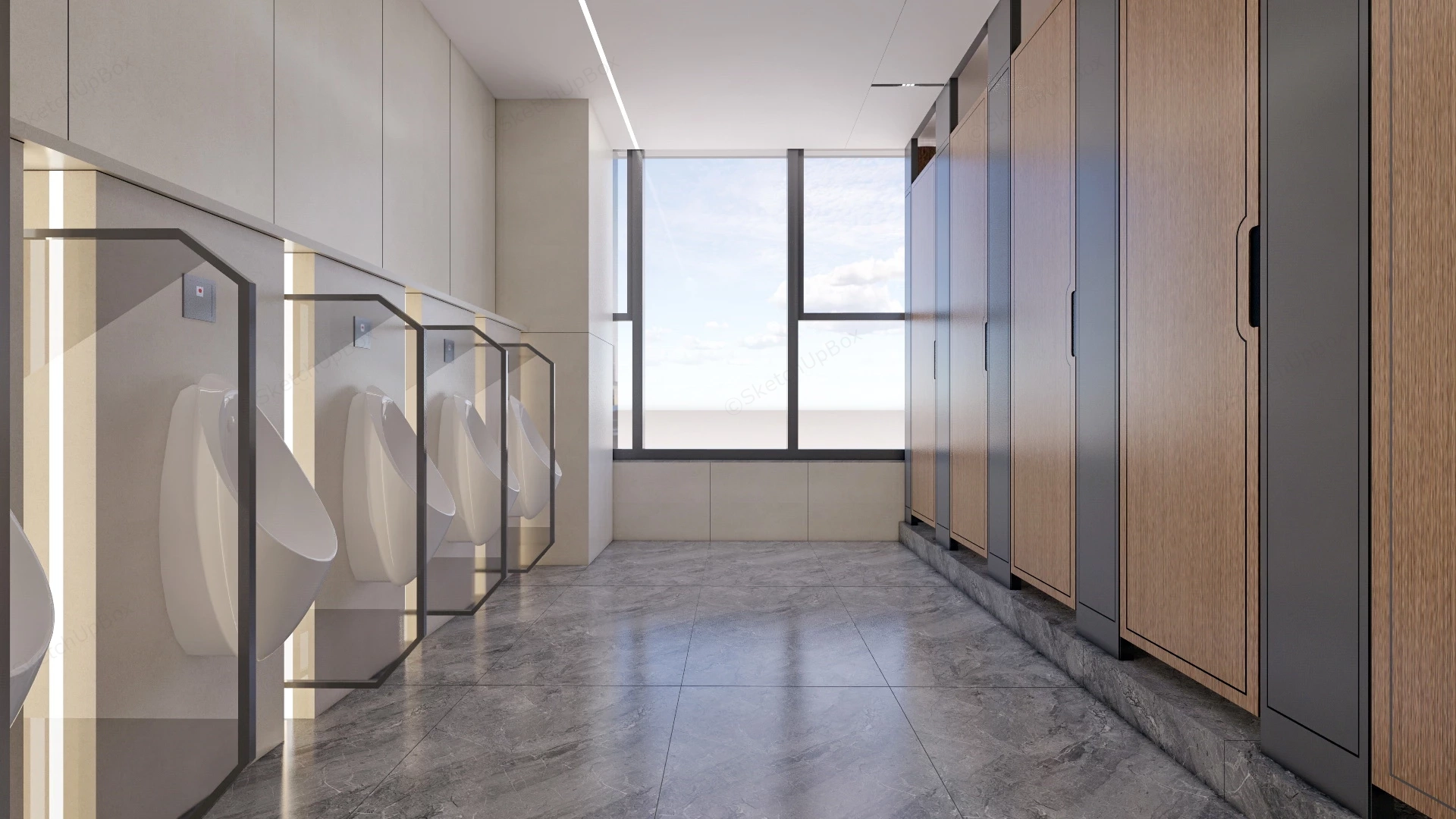 Mens Washroom Toilet Interior sketchup model preview - SketchupBox