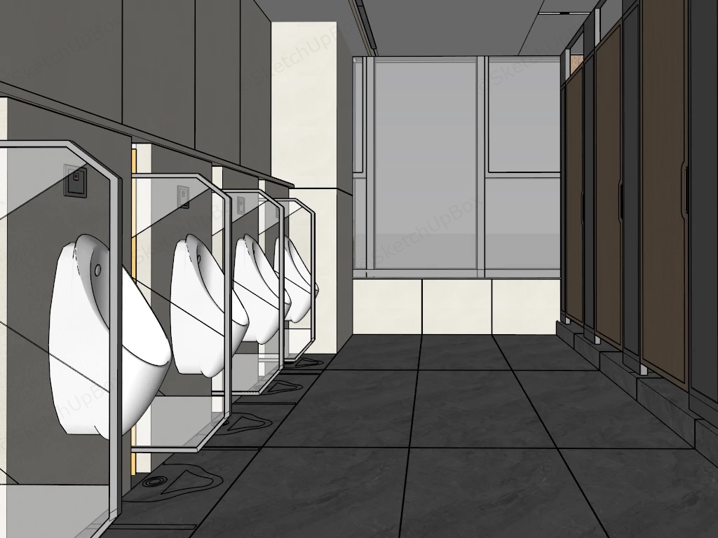 Mens Washroom Toilet Interior sketchup model preview - SketchupBox