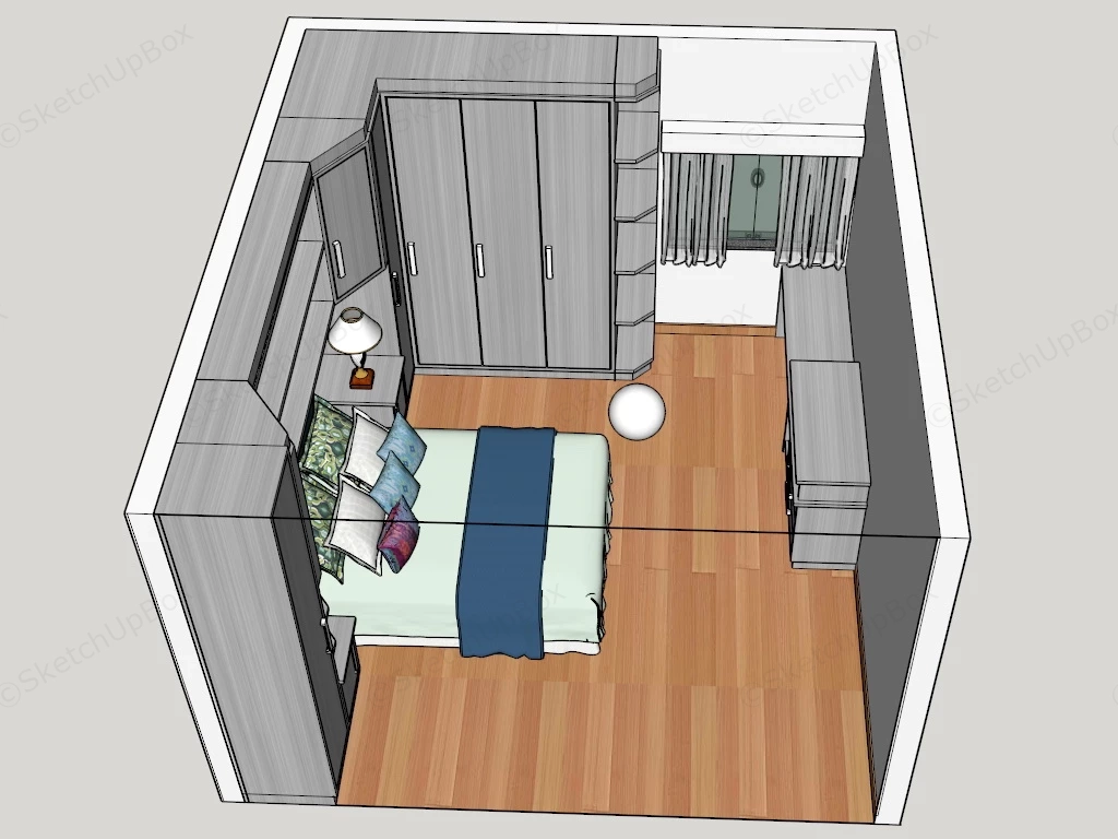 Retro Home Bedroom sketchup model preview - SketchupBox