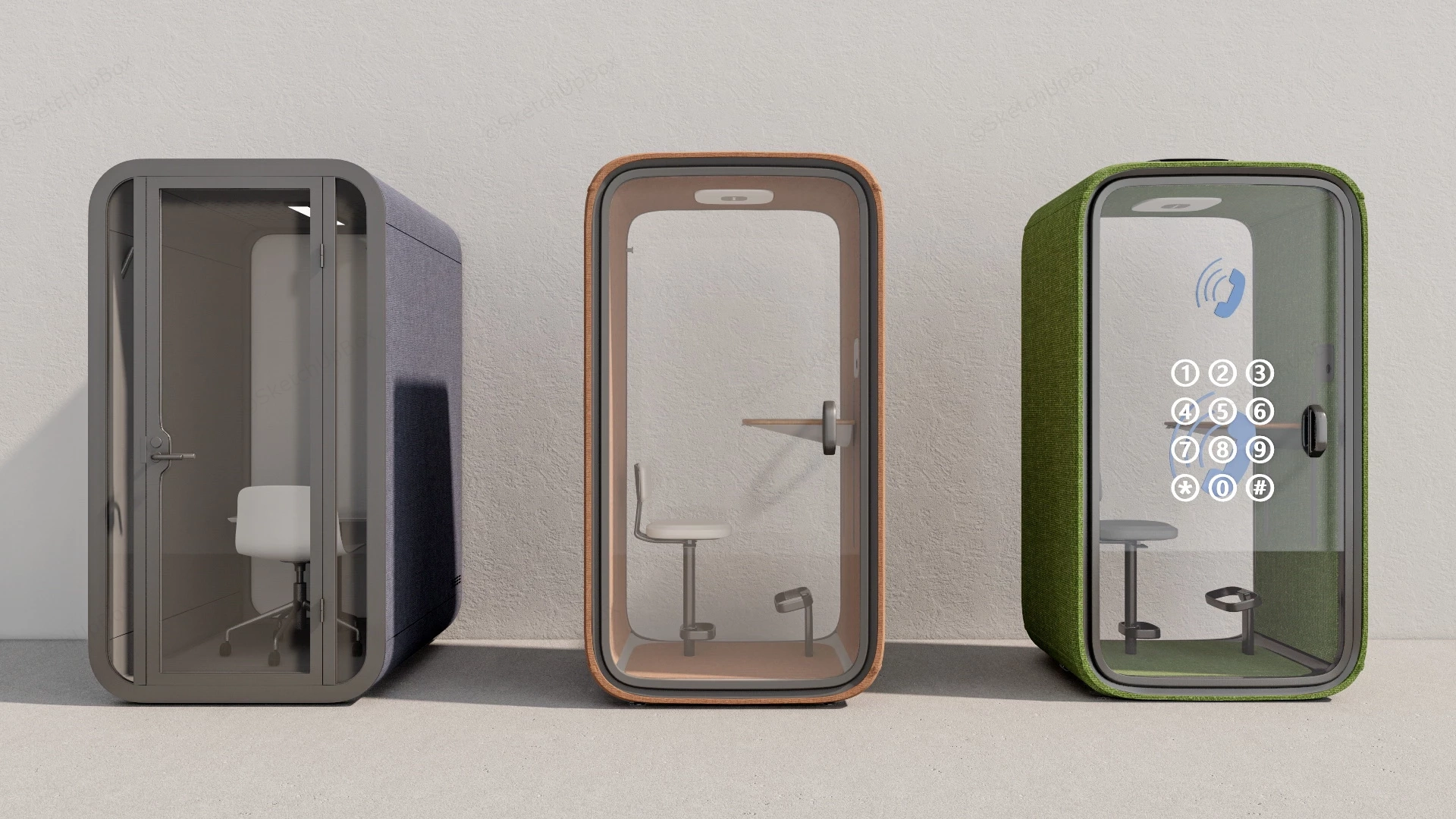 Office Silent Room Phone Booth sketchup model preview - SketchupBox