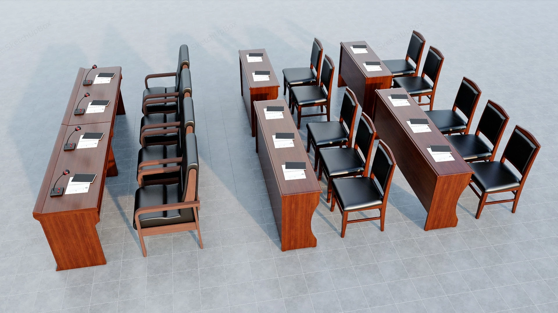 Training Room Tables And Chairs sketchup model preview - SketchupBox