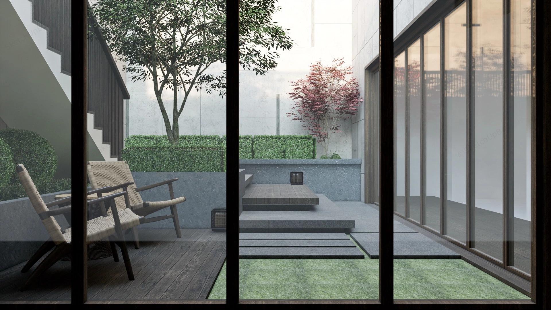 Small Sunken Patio Design sketchup model preview - SketchupBox