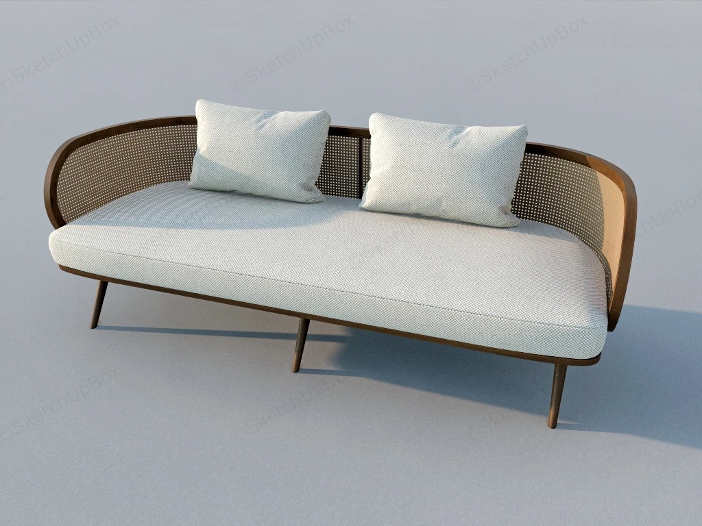 Wood And Rattan Couch sketchup model preview - SketchupBox