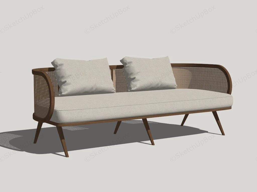 Wood And Rattan Couch sketchup model preview - SketchupBox