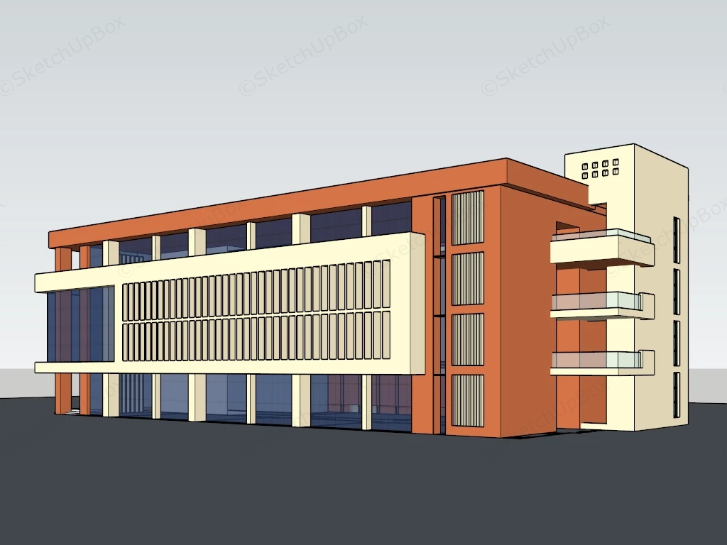 College Dormitory Building sketchup model preview - SketchupBox
