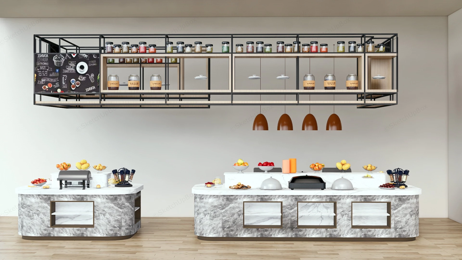 Restaurant Buffet Tables Design sketchup model preview - SketchupBox