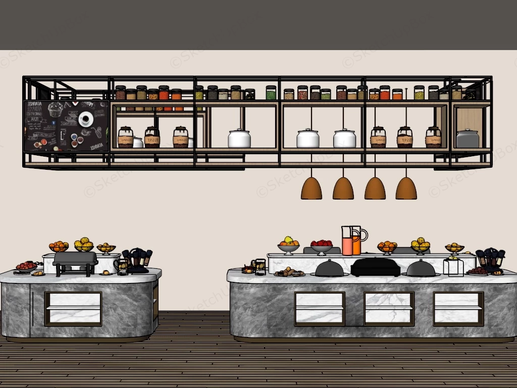 Restaurant Buffet Tables Design sketchup model preview - SketchupBox