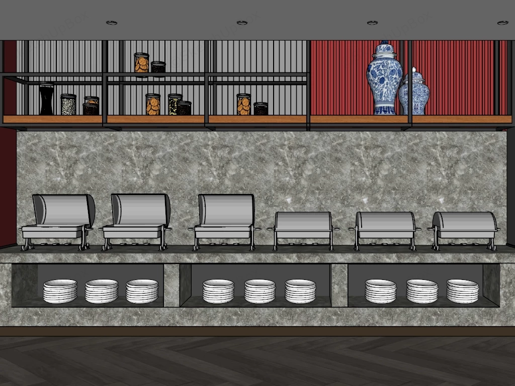 Buffet Counter Design sketchup model preview - SketchupBox