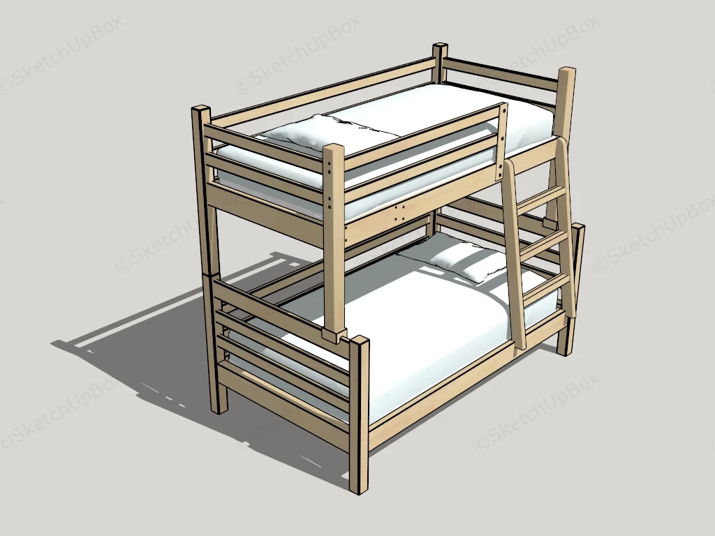 Wood Bunk Beds sketchup model preview - SketchupBox