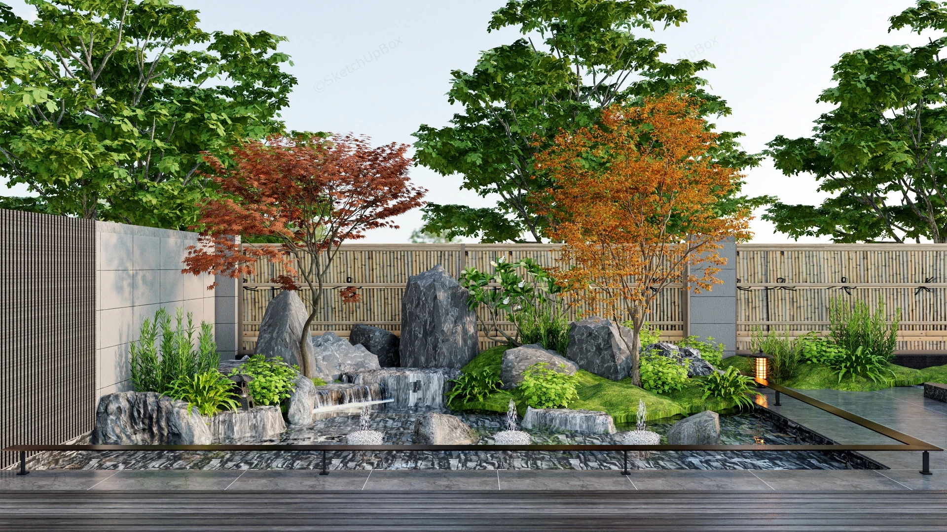 Rockery And Water Feature sketchup model preview - SketchupBox