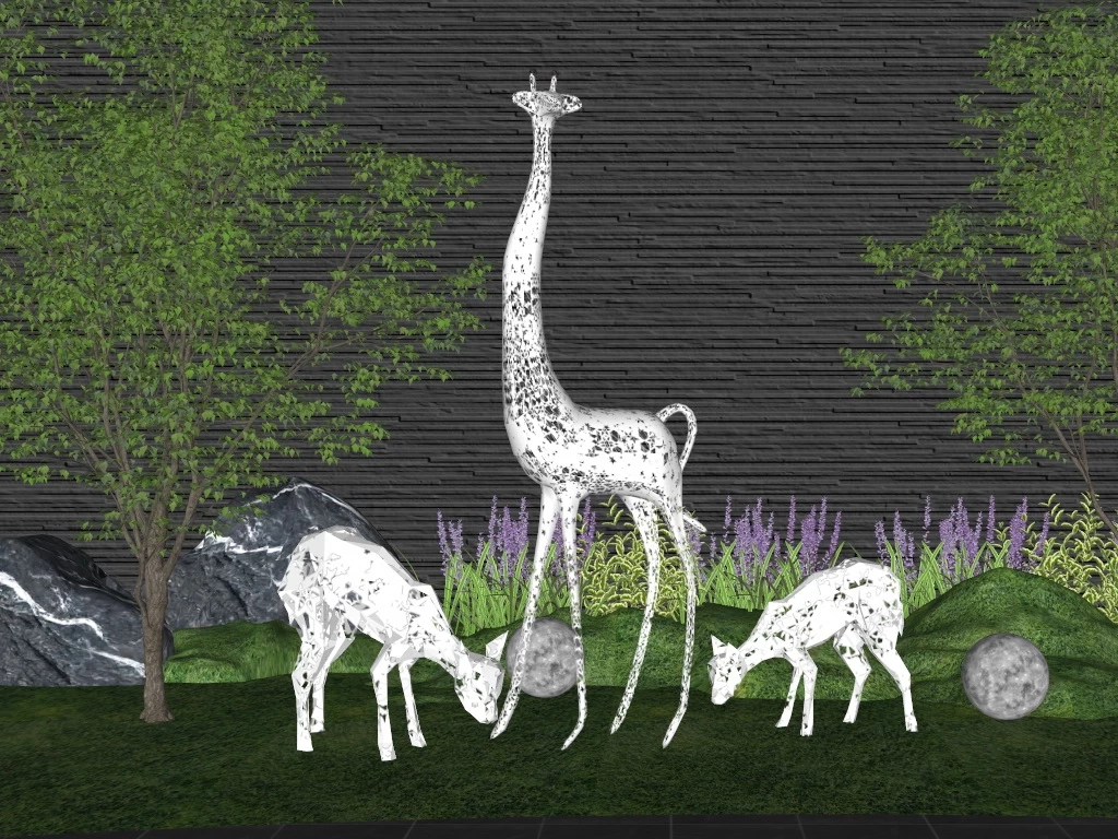 Deer Garden Statues Ornament sketchup model preview - SketchupBox