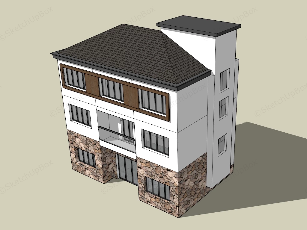 Chinese Rural Village House sketchup model preview - SketchupBox