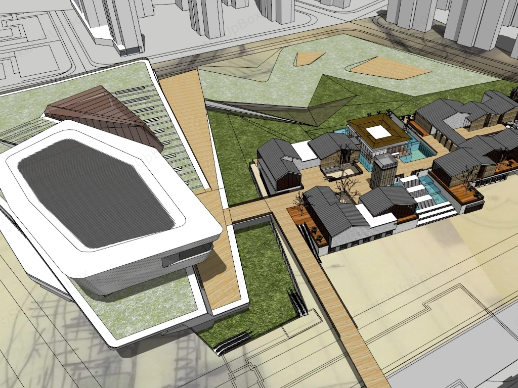 Commercial Street Urban Design sketchup model preview - SketchupBox