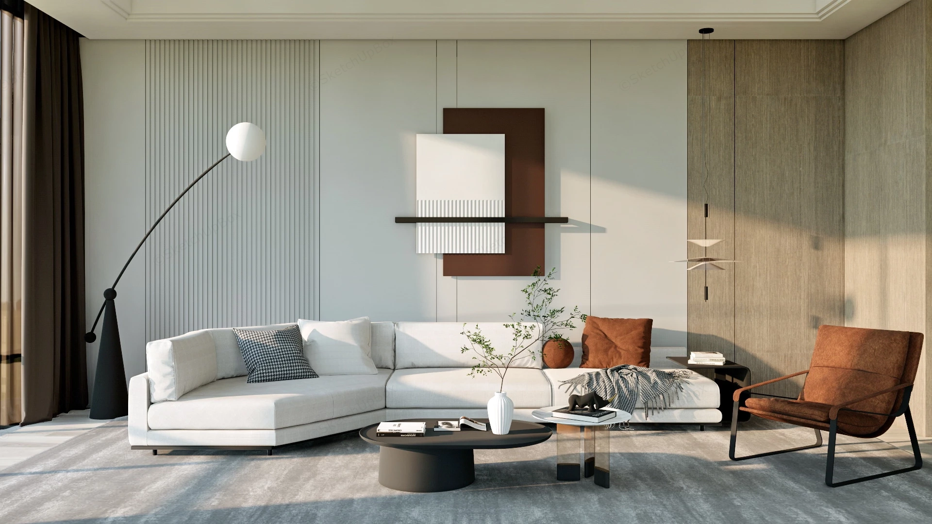 Minimalist Small Living Room sketchup model preview - SketchupBox