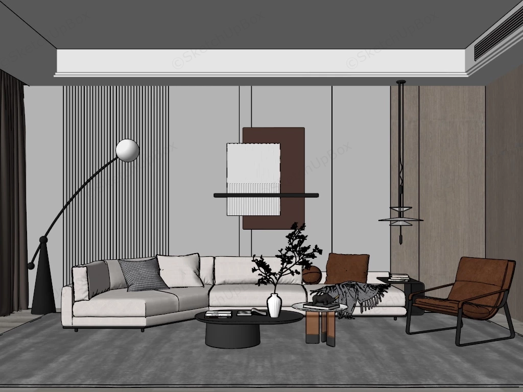 Minimalist Small Living Room sketchup model preview - SketchupBox