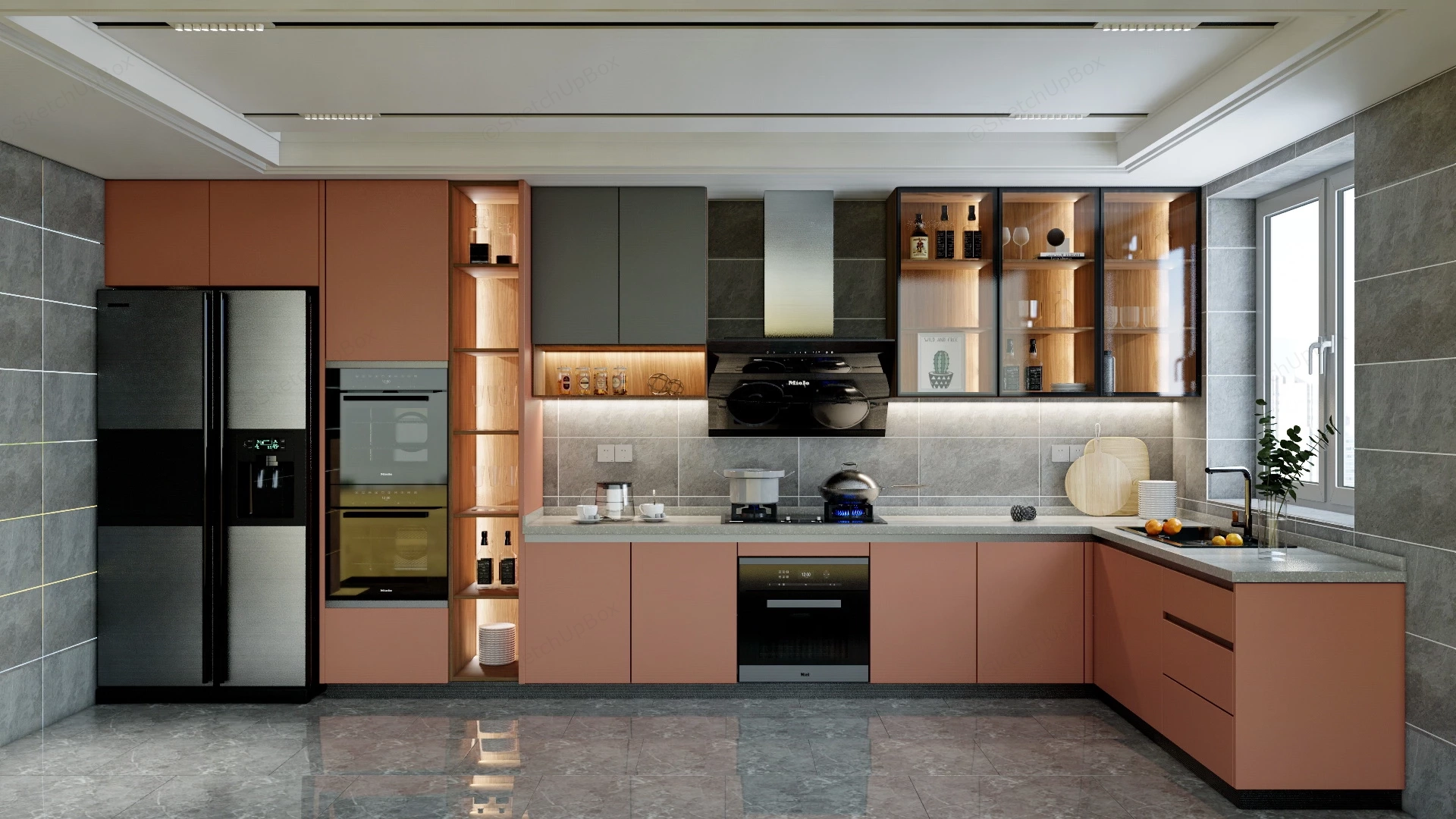 Light Pink Kitchen sketchup model preview - SketchupBox