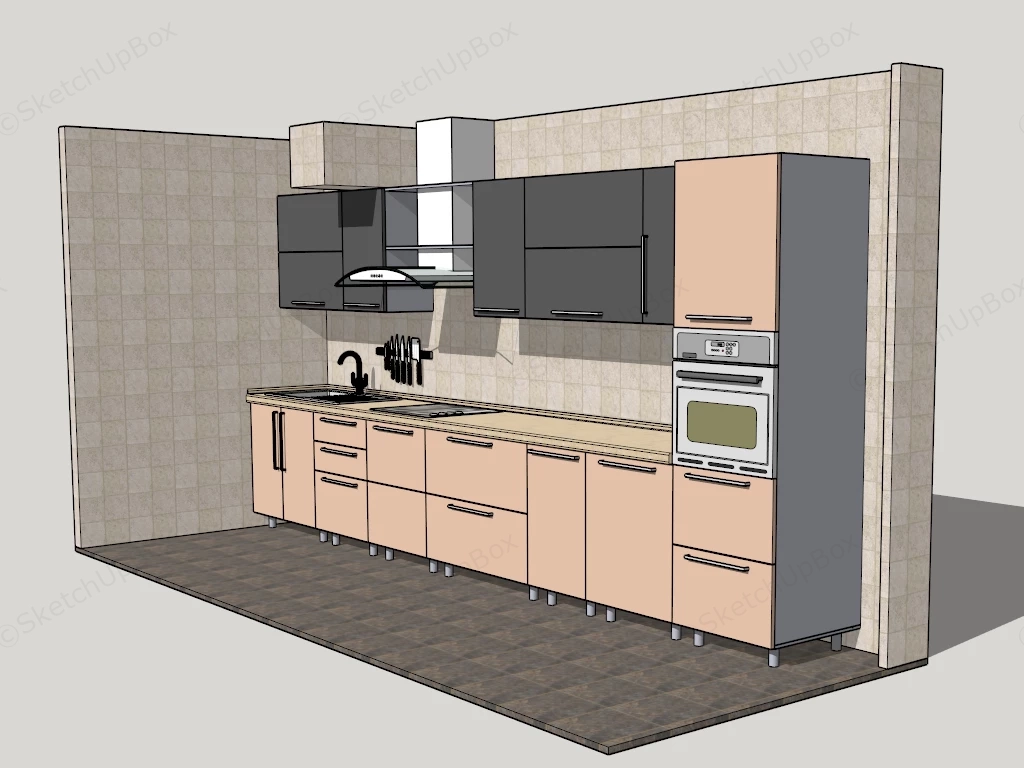 Straight Kitchen Cabinets sketchup model preview - SketchupBox