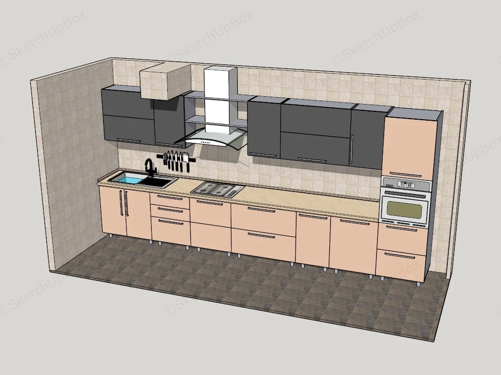 Straight Kitchen Cabinets sketchup model preview - SketchupBox