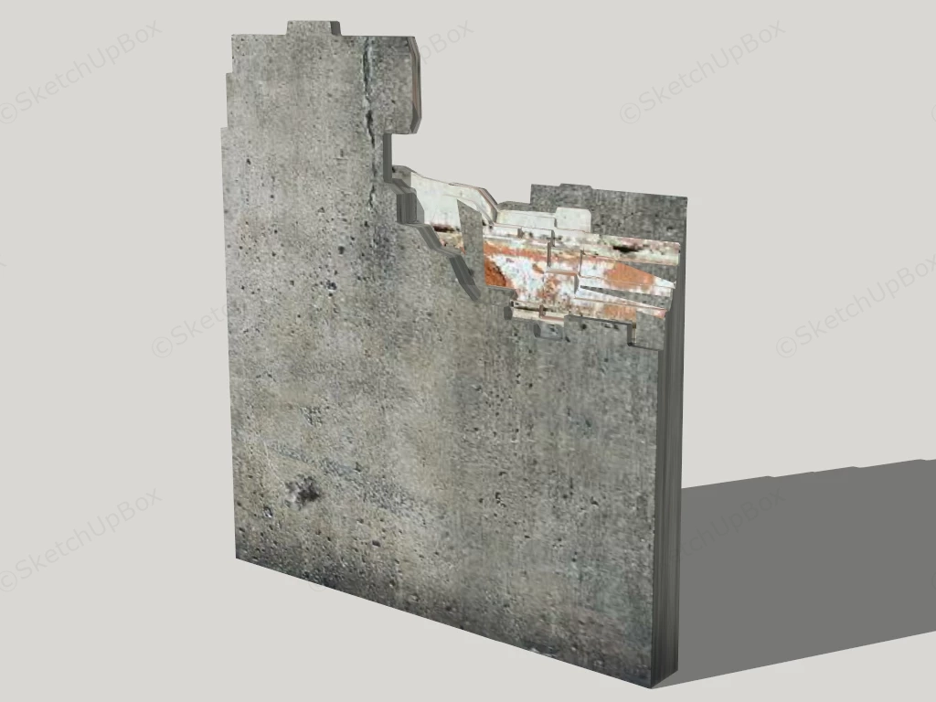 Damaged Cement Brick Wall sketchup model preview - SketchupBox