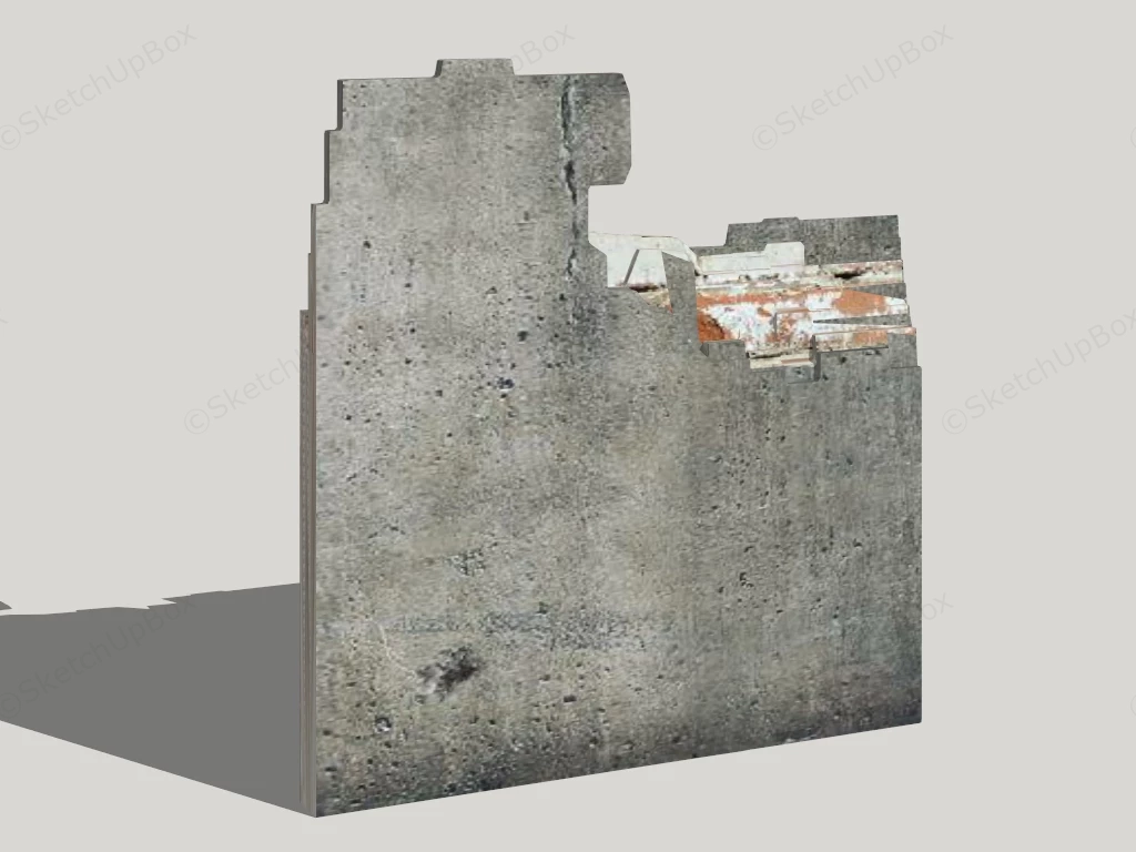 Damaged Cement Brick Wall sketchup model preview - SketchupBox